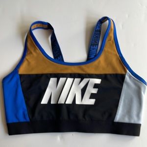 Nike dry fit lined racer back color blocked sports bra size medium